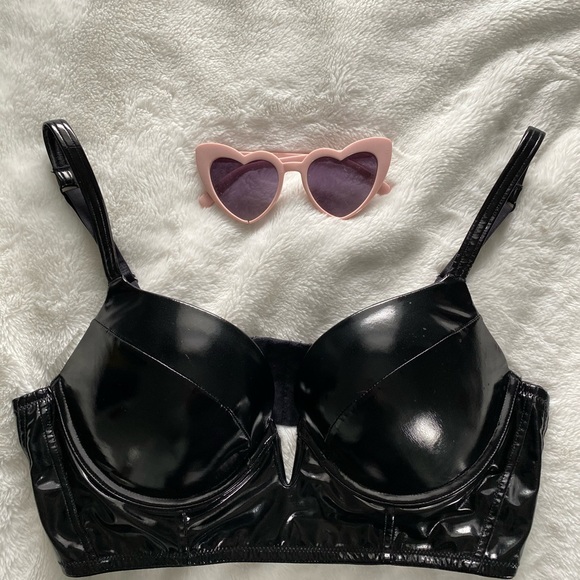 La Senza Faux Leather Push Up Wire Bustier Top - Picture 1 of 5